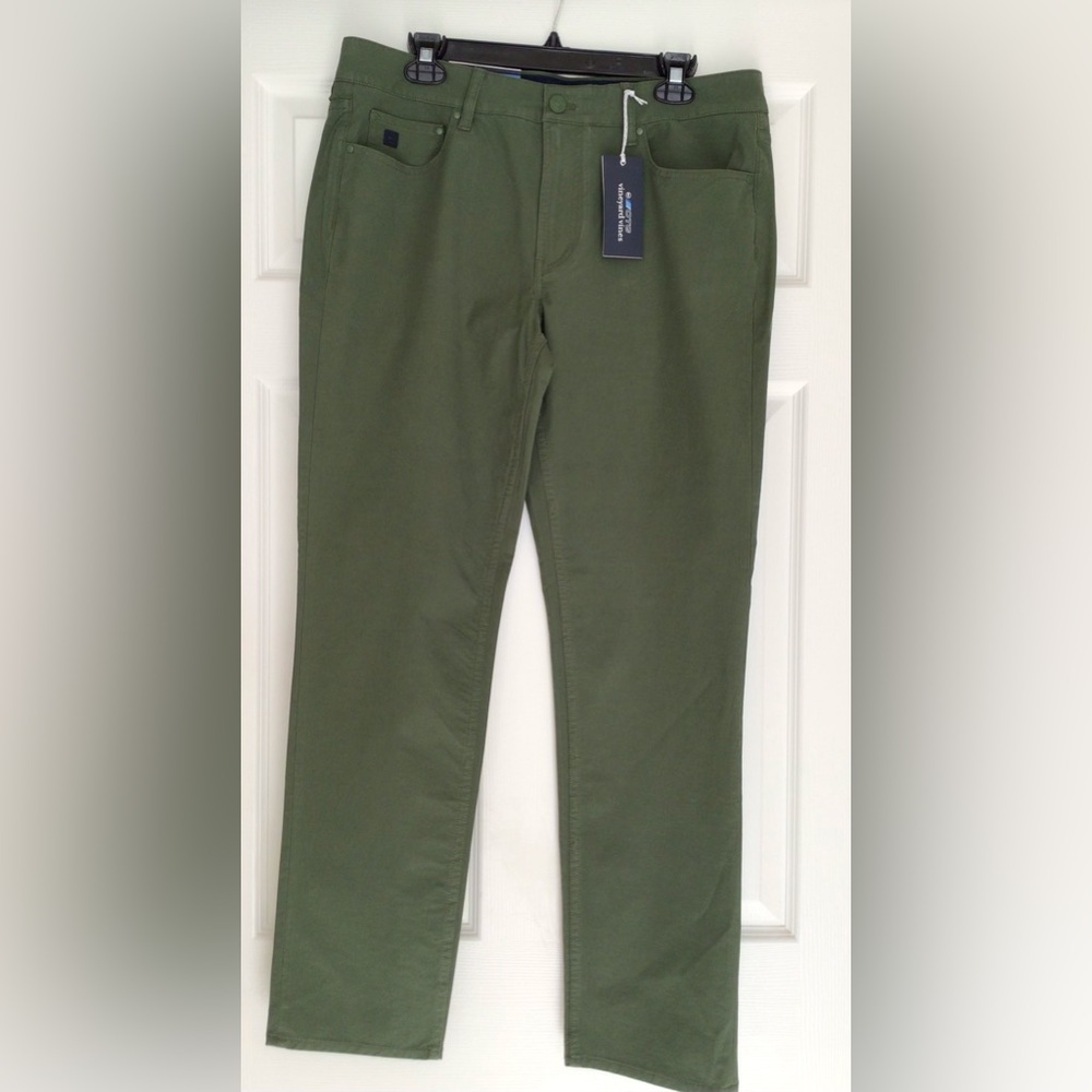 Vineyard Vines On The Go Pants Canvas Cypress Green - NEW